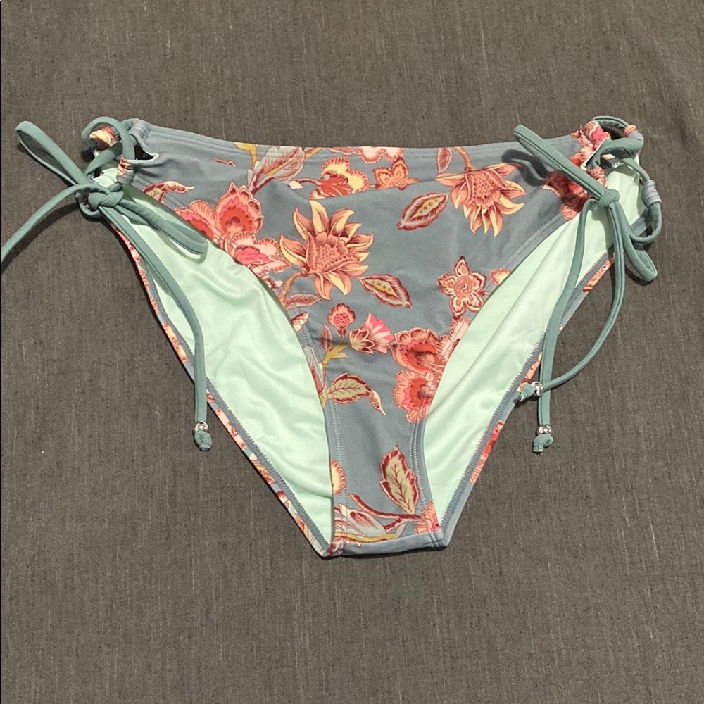Floral Bikini Bottom - Gray and Mint